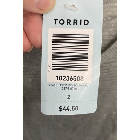 Torrid Open Knit Popover Sweater Size‎ 2X Silver Metallic V-Neck - Picture 4 of 5
